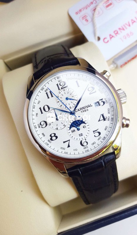 Đồng Hồ Kim Thép Nung Xanh Chuẩn Máy Cơ Chính Hãng