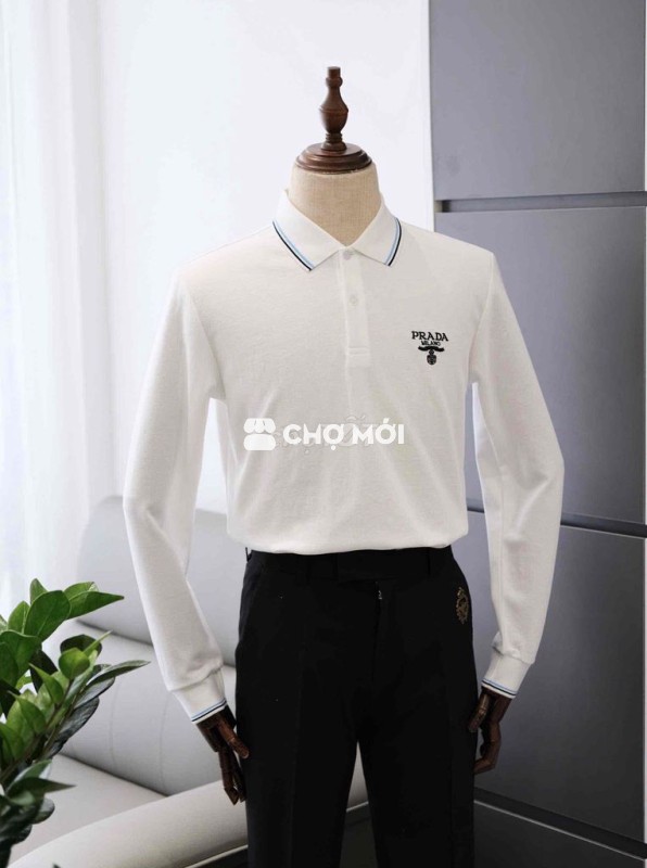 Áo Polo Nam Prada Trắng Tay Dài