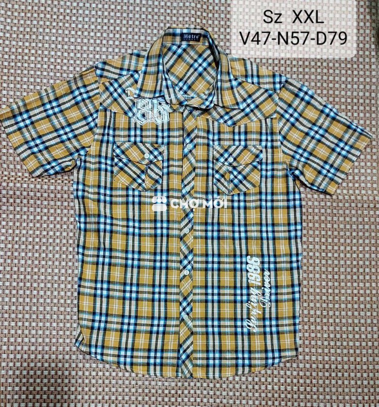 Áo sơ mi nam cotton kẻ caro size L
