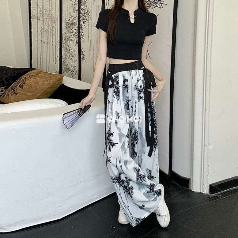 Quần ống rộng phong cách Trung Hoa