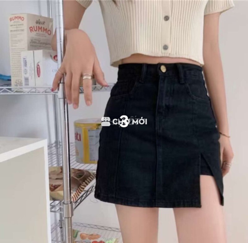 chân váy jean chữ A