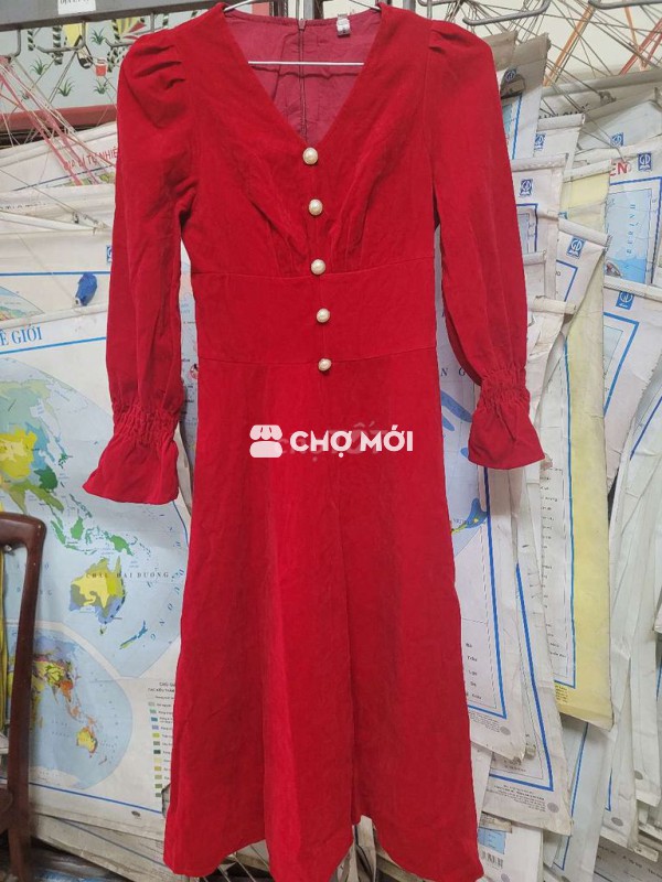 Váy nhung đỏ nữ size S