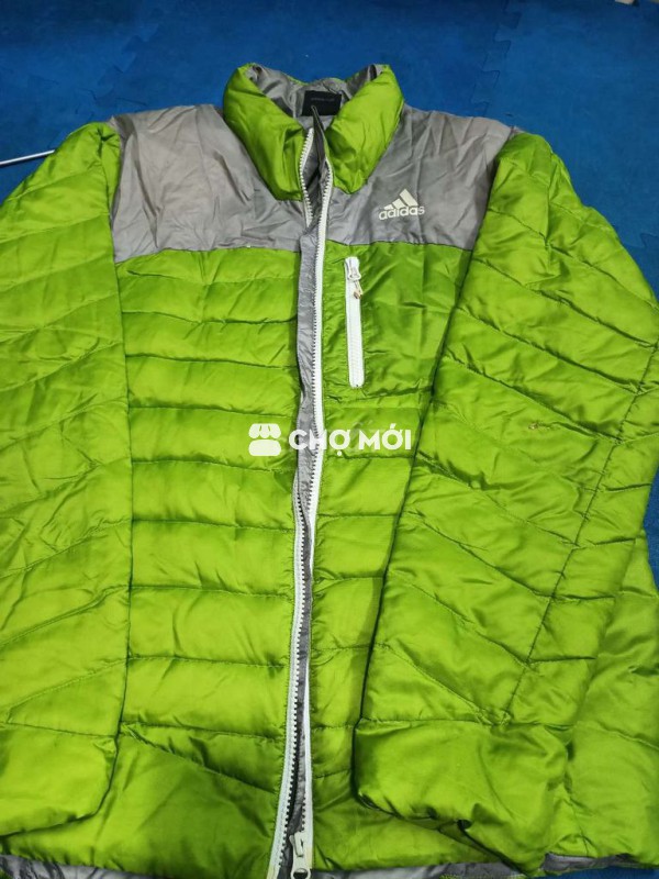 Áo khoác phao lôngvũ Adidas Polyester xanh lá, xám