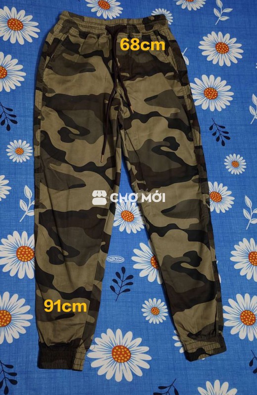 Quần dài vải kaki màu lính lưng thun co giãn