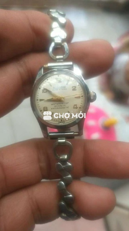 Đồng hồ nữ Allaine cót tay, dây kim loại bạc