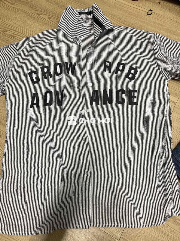 Áo sơ mi ngắn tay sọc cotton trắng đen