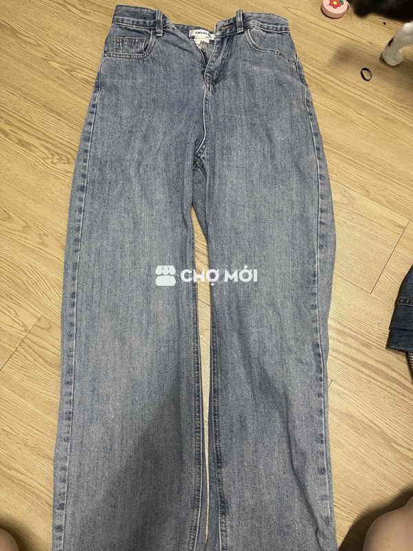 Quần jean nữ ống rộng denim xanh nhạt