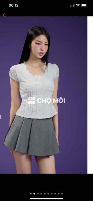 Áo sơ mi trắng viền ren nữ sinh vải Linen