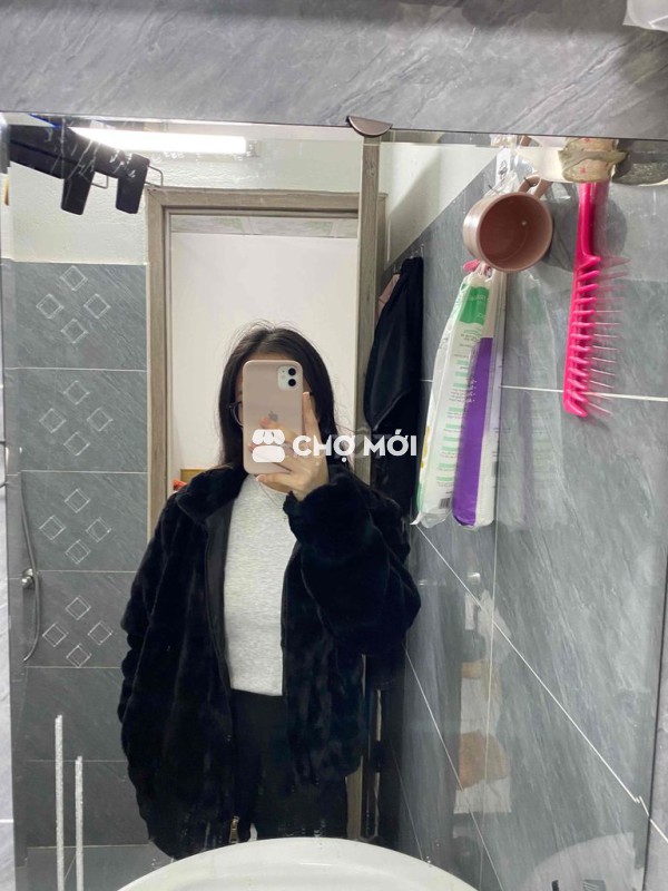 Khoác lông đen siu siu xinh, mới thơm size S