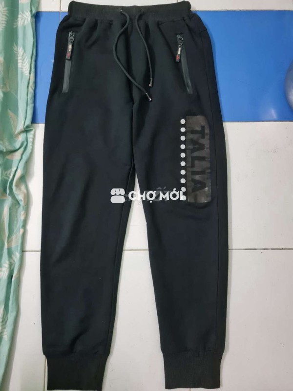 Quần jogger nam Burberry đen vải thun size M