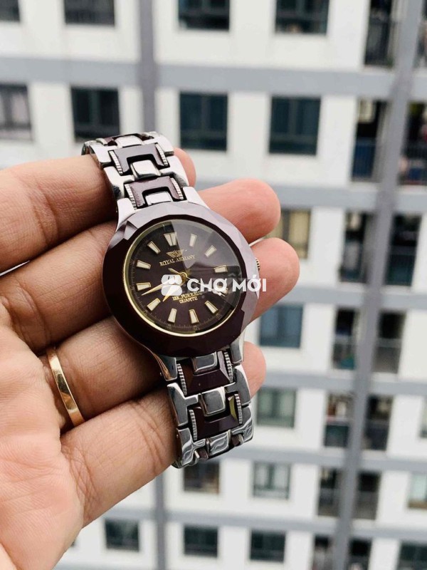 đồng hồ Royal Armani Thuỵ Sĩ vỏ mix đá ceramic 18k