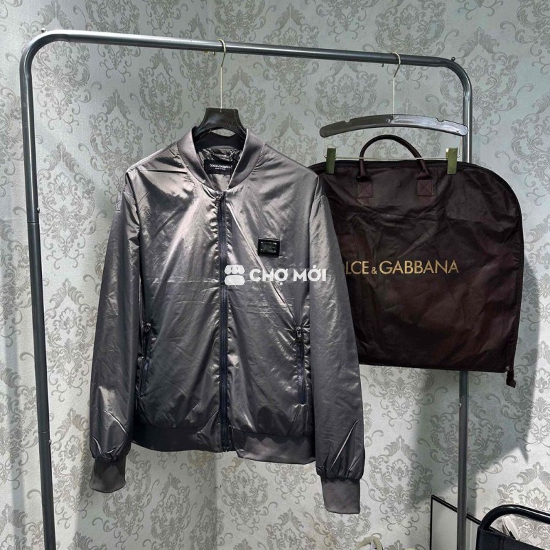 Áo khoác bomber Dolce & Gabbana nam vải dù xám