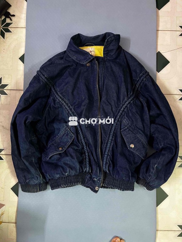 áo khoác bomber vải jean lót bông siêu ấm