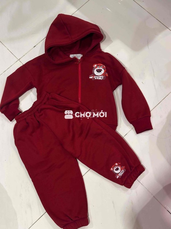 Set bộ nỉ Gấu dâu cho bé gái 4-5t