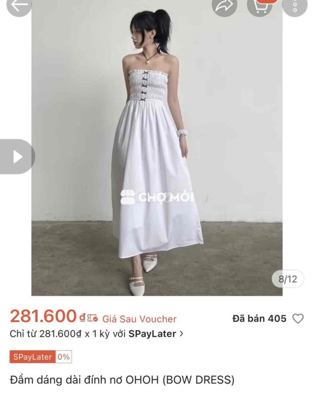 pass Váy dài trắng đính nơ OHOH (bow dress) freesz