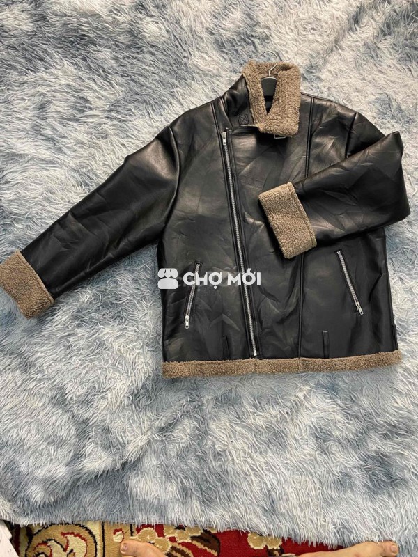 áo da nam Hang Quốc trong lót lông siêu ấm