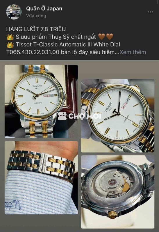 Tissot Lướt cực Rẻ lại Đẹp như mới 7.8tr cỡ tay 40