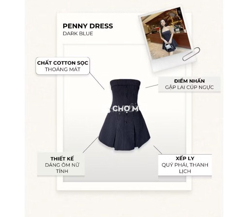 Váy nữ cúp ngực size XL màu xanh sọc trắng