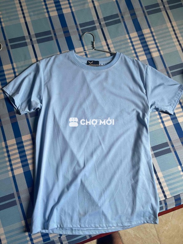 Áo thun cổ tròn vải thun xanh dương nhạt,Áo khoác