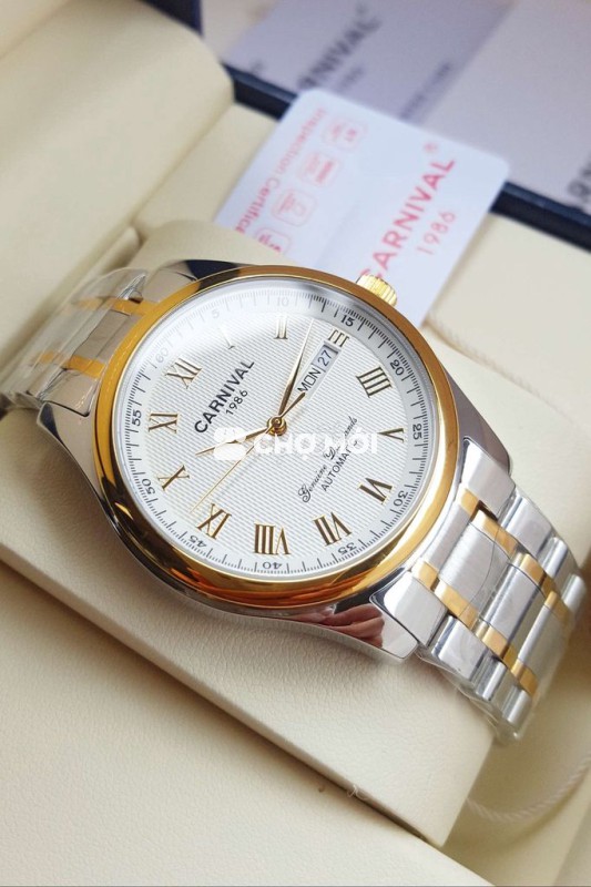 Đồng Hồ Cơ : Thép Đúc Bọc Vàng Demi Full Box Mới