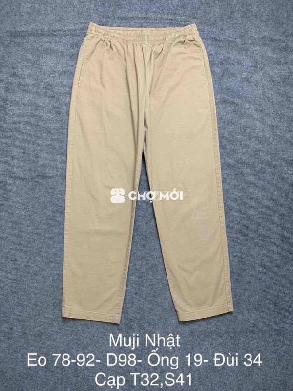 Quần Muji Nhật • Size: Eo 78-92, dài 98, ống 19, đ