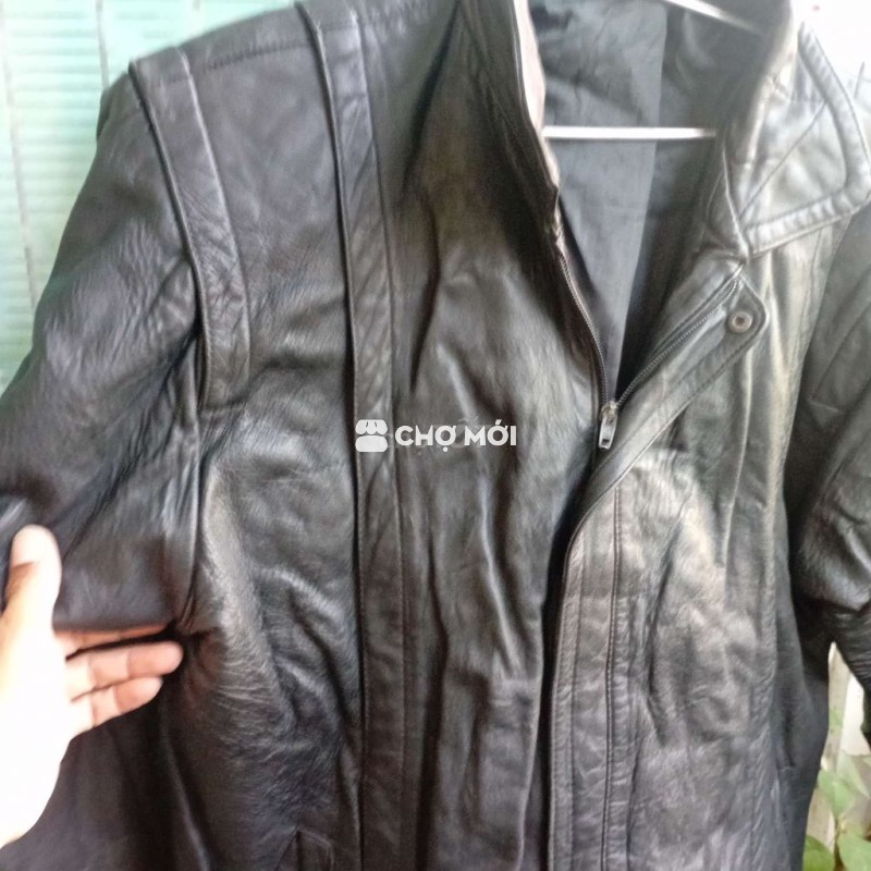 Áo khoác da nam da thật đen