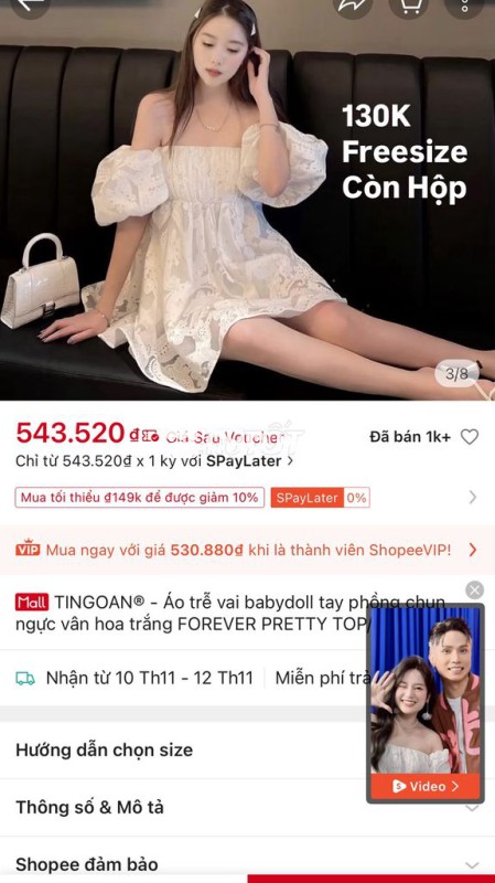 Áo Babydoll Trắng Tingoan - Freesize