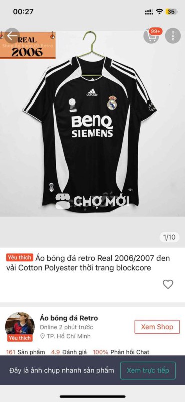 Áo retro Real mặc được 1 lần