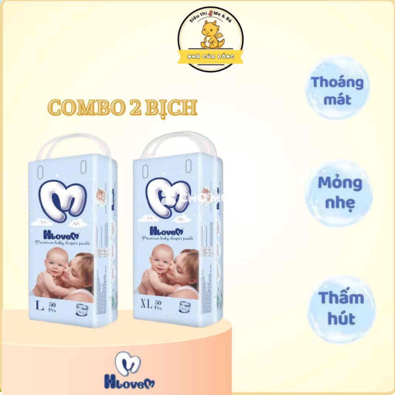 [Mua 2 bịch] Tã/bỉm dán/quần HloveM Việt Nam mỏng