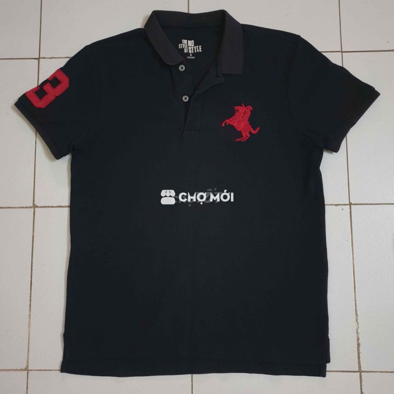 Polo nam hoạ tiết tay áo số 3 vải pique thoáng mát