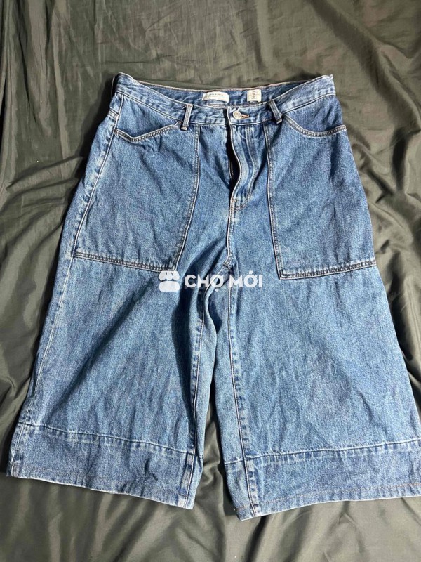 Quần short ngố ống rộng Zara Woman denim