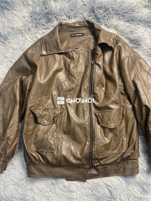 áo da nam PU lót lông cừu siêu ấm