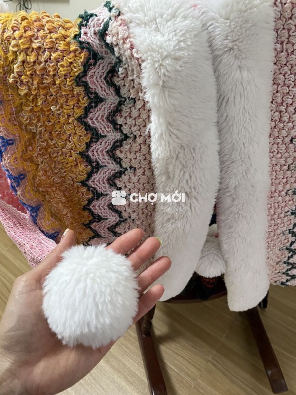 Áo choàng nữ lông Trắng Hồng Vàng