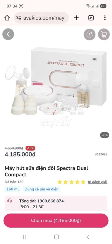 Pass máy hút sữa giá cửa hàng 4tr2