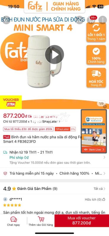 Ấm đun nước pha sữa cầm tay cho bé