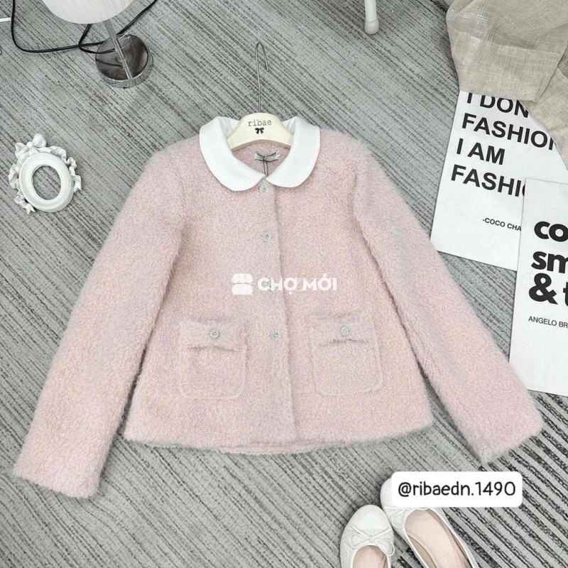 Áo khoác nữ Len lông cừu Đỏ hồng SM