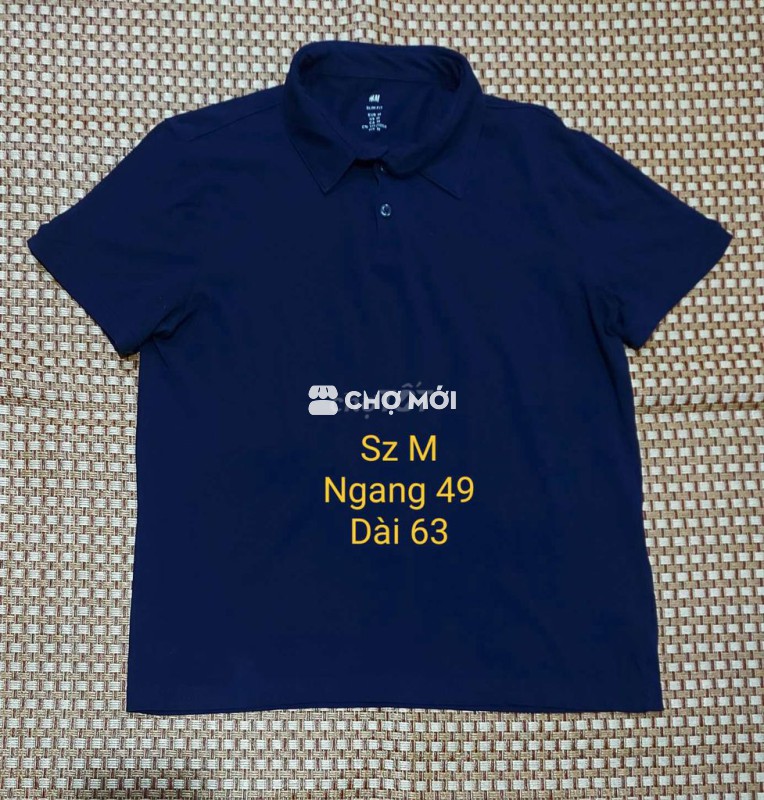 Áo polo HM sz M xanh than 96%