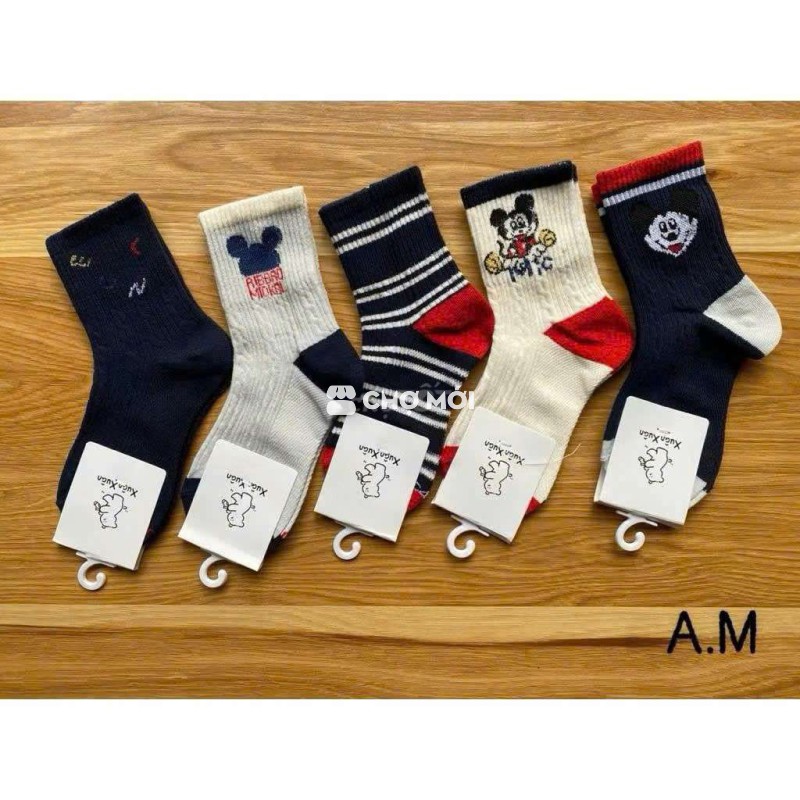 Tất bé trai Cotton Mickey nhiều màu