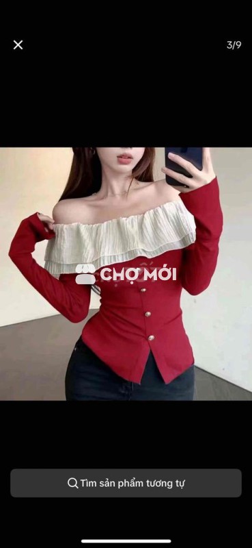 Áo kiểu nữ vải tổng hợp trễ vai