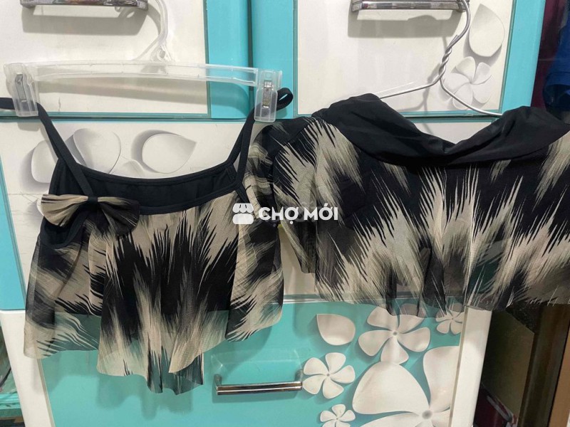 Đồ bơi nữ vải tổng hợp Đen trắng