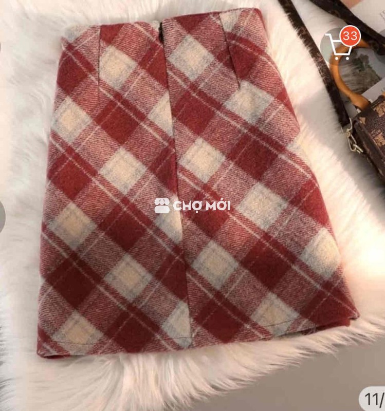 Chân váy chữ A caro đỏ
