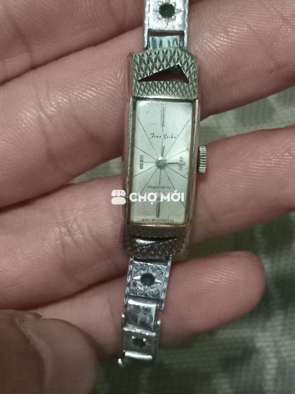 Đồng hồ seiko tank cổ mini mạ vàng trắng