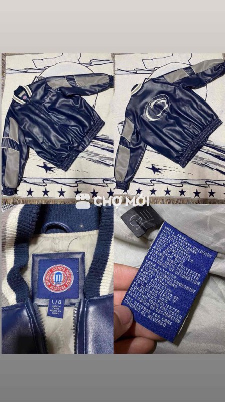 Áo da vintage size L xanh navy