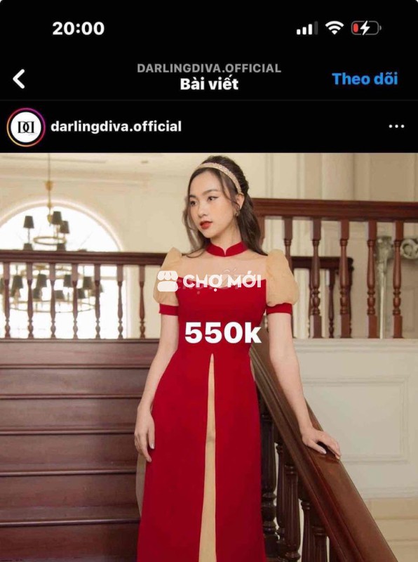 Áo dài Darling Diva Nữ Đỏ Vàng be size M