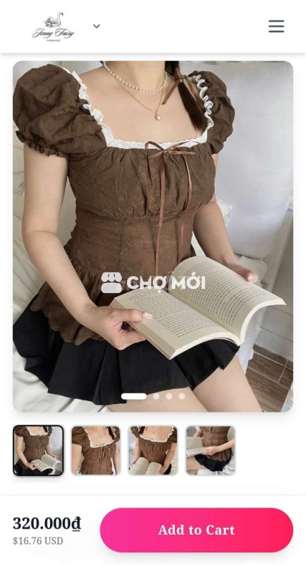 Áo babytee nâu brand jenny fairy feminine size S