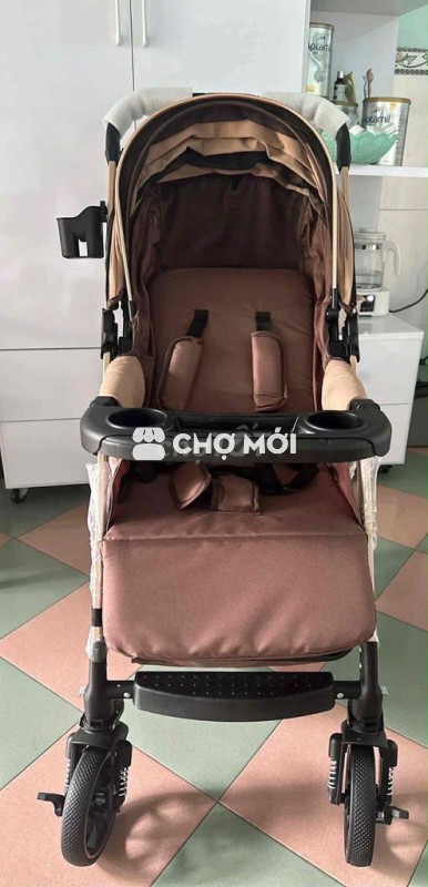 Xe đẩy em bé Kim loại, Vải Nâu Mới