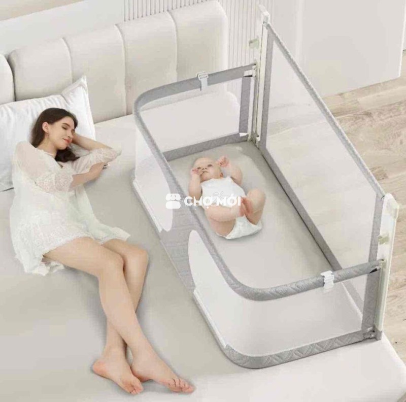 Cũi quây vải lưới 0-3 tuổi Xám Mới