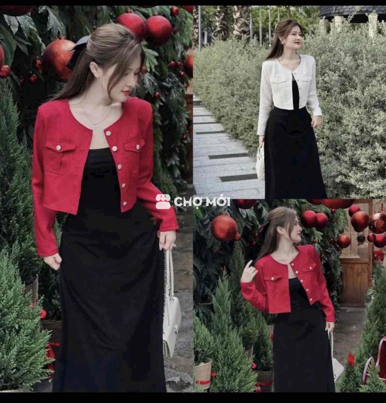 Set váy đen áo đỏ