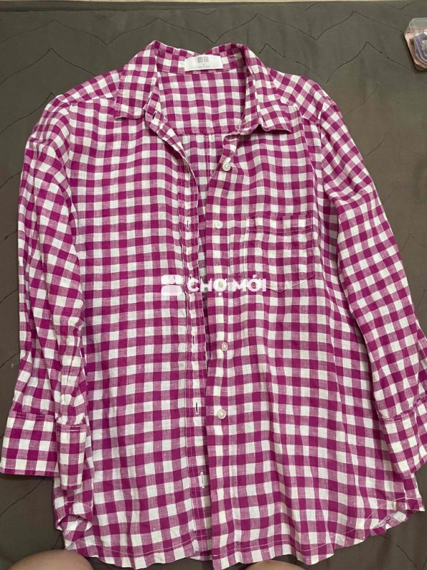 Áo sơ mi Uniqlo nữ vải thô gai