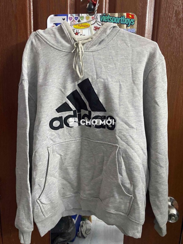 áo hoodie xám adidas size S